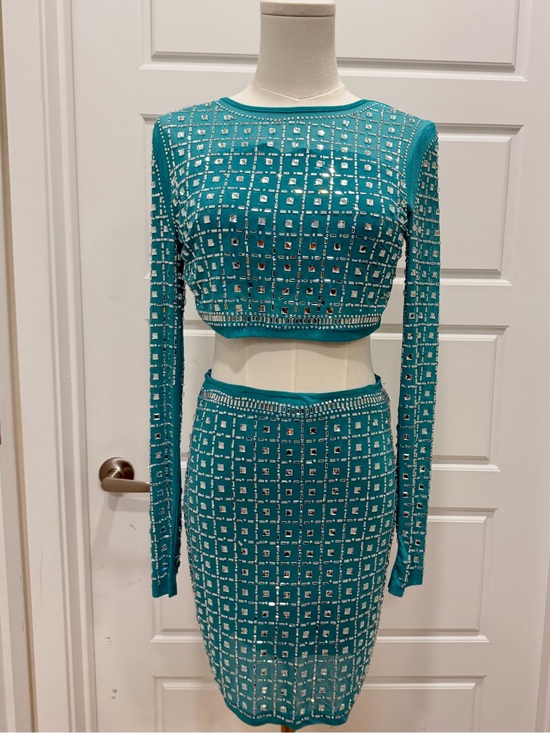 Fashion Nova Dresses & Skirts - Fashion Nova Teal Embellished Two-Piece Skirt Set